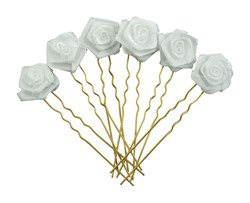 Zeige Details für Haarnadeln mit Blumen weiß Bild von Haarnadeln mit Blumen weiß