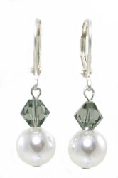 Zeige Details für Ohrschmuck Hängend Nele Perle Weiß Swarovski Kristalle Black Diamond 925 Silber Bild von Ohrschmuck Hängend Nele Perle Weiß Swarovski Kristalle Black Diamond 925 Silber