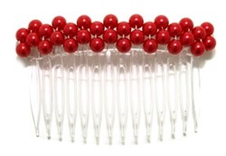 Zeige Details für Braut Haarkamm Carolin, Perlen rot Bild von Braut Haarkamm Carolin, Perlen rot