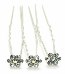 Zeige Details für Haarnadel silber Blüte sieben Strass Steine kristall Bild von Haarnadel silber Blüte sieben Strass Steine kristall