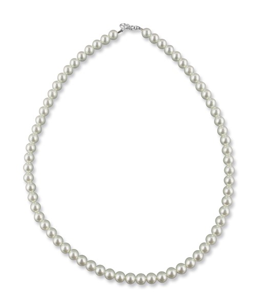 Bild von Perlenkette kurz 40 cm Perlen 6 mm 925 Silber