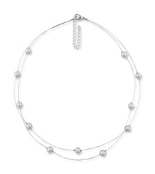 Bild von Echte Perlenkette Simone creme 925 Silber