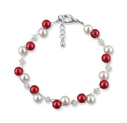 Zeige Details für Perlenarmband bunt Perlen weiß rot 925 Silber Bild von Perlenarmband bunt Perlen weiß rot 925 Silber
