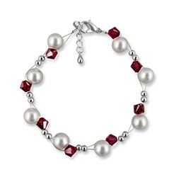 Bild von Perlenarmband rot 925 Silber