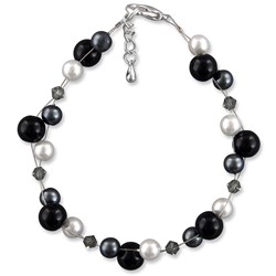 Zeige Details für Perlenarmband schwarz Valentina 925 Silber Bild von Perlenarmband schwarz Valentina 925 Silber