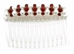 Zeige Details für Haarkamm Lilo, Swarovski® Kristalle dunkel-rot und Perlen weiß Bild von Haarkamm Lilo, Swarovski® Kristalle dunkel-rot und Perlen weiß