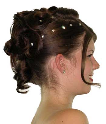 Brautfrisur mit Strass Curlies