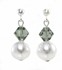 Bild von Perlenohrringe Nele Perlen Weiß Swarovski Kristalle Black Diamond 925 Silber, Bild 1
