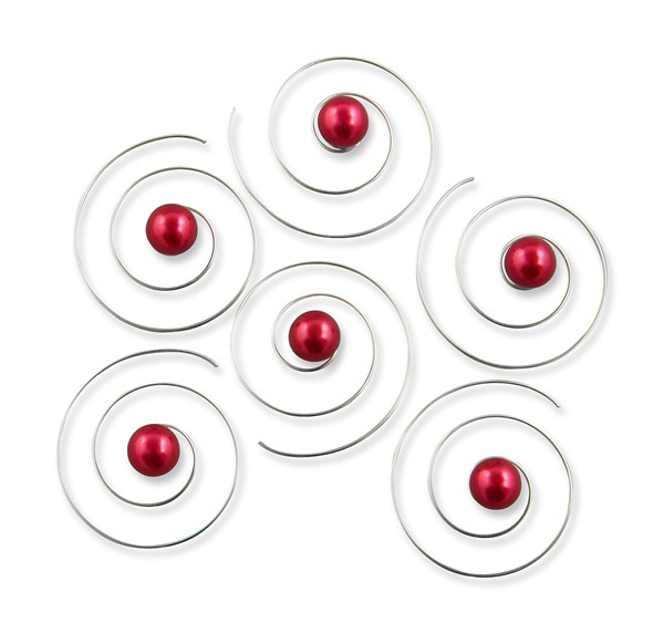 Bild von Haarspiralen Perlen klein rot 6 mm