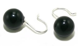 Bild von Perlen Ohrringe Schwarz 10 mm Edelstahl