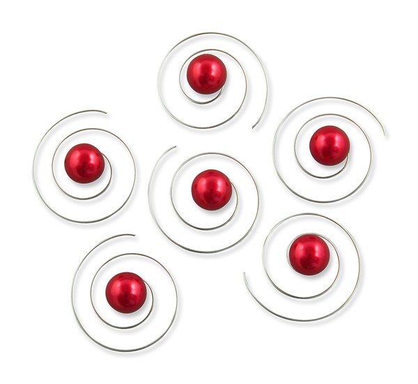 Bild von Haarspiralen Perlen rot 8 mm