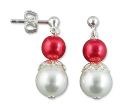 Bild von Ohrringe mit Perlen rot 925 Silber