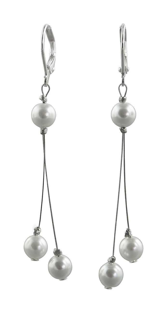 Bild von Lange Perlenohrringe Natalie 925 Silber