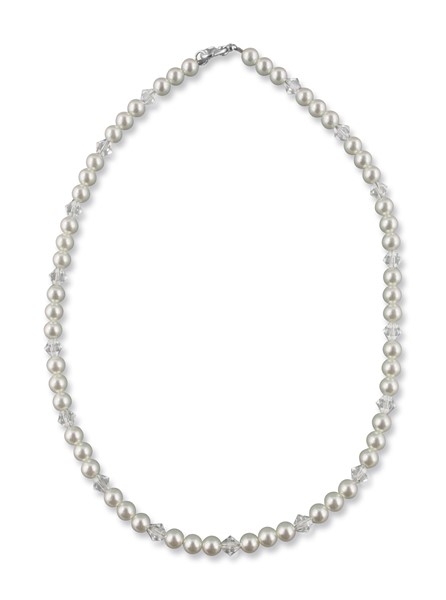 Bild von Perle Kette Josefine Strass Perlen 6 mm 925 Silber