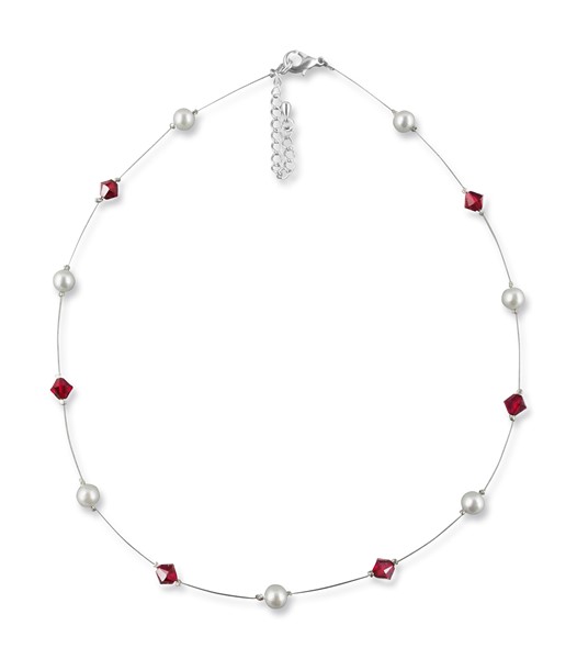 Bild von Perlenkette rot Christine 925 Silber