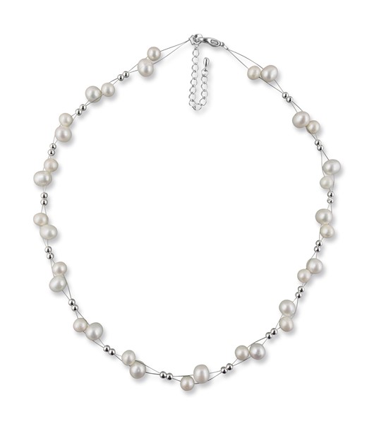 Bild von Echte Perlenkette Susanne creme 925 Silber