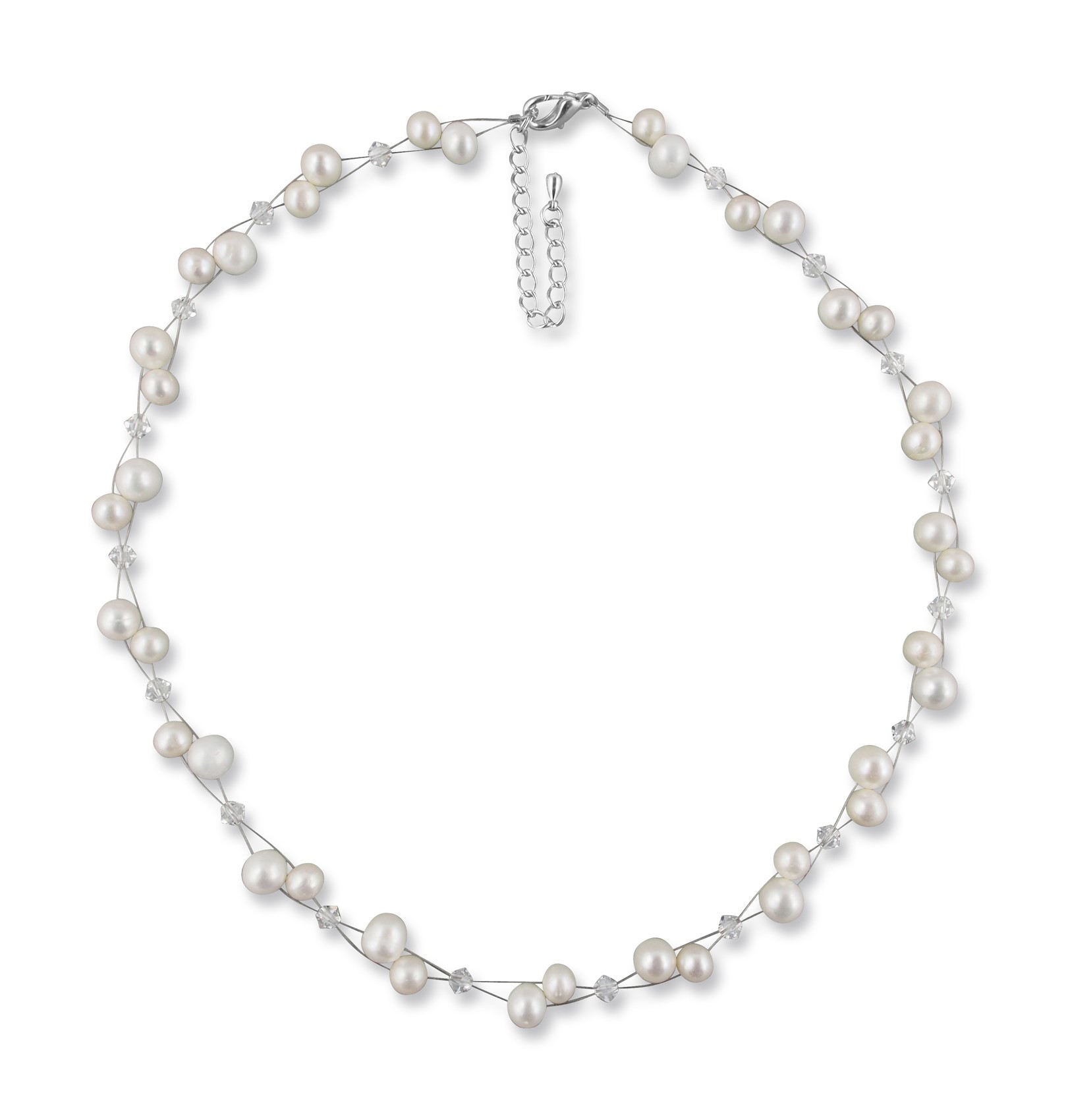 Bild von Echte Perlenkette Melanie creme 925 Silber