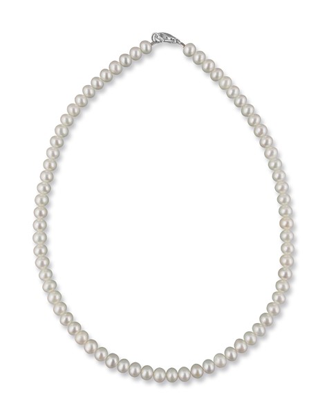 Bild von Süßwasserperlenkette 40 cm Perle 6,5 mm creme 925 Silber