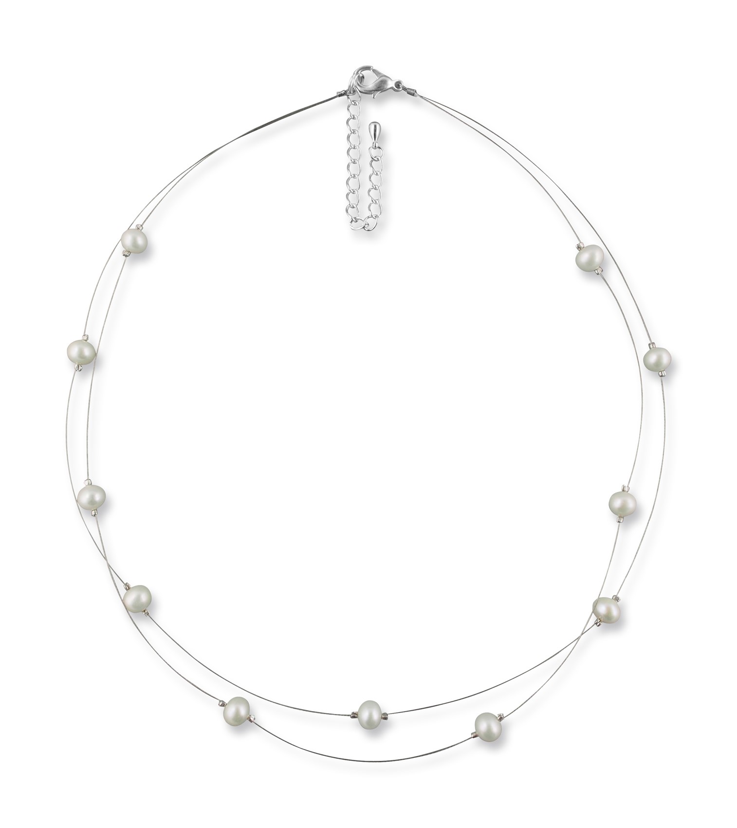 Bild von Echte Perlenkette Simone creme 925 Silber