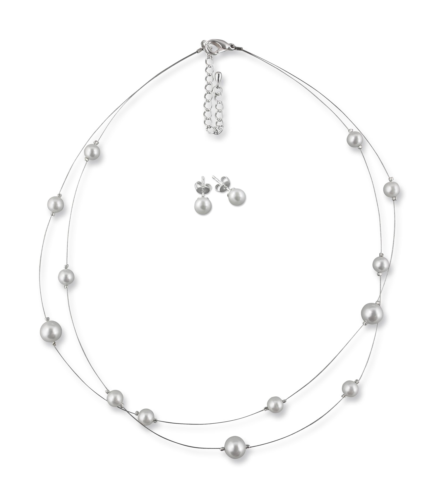 Bild von Brautschmuck Set Sylvie Kette Ohrringe 925 Silber