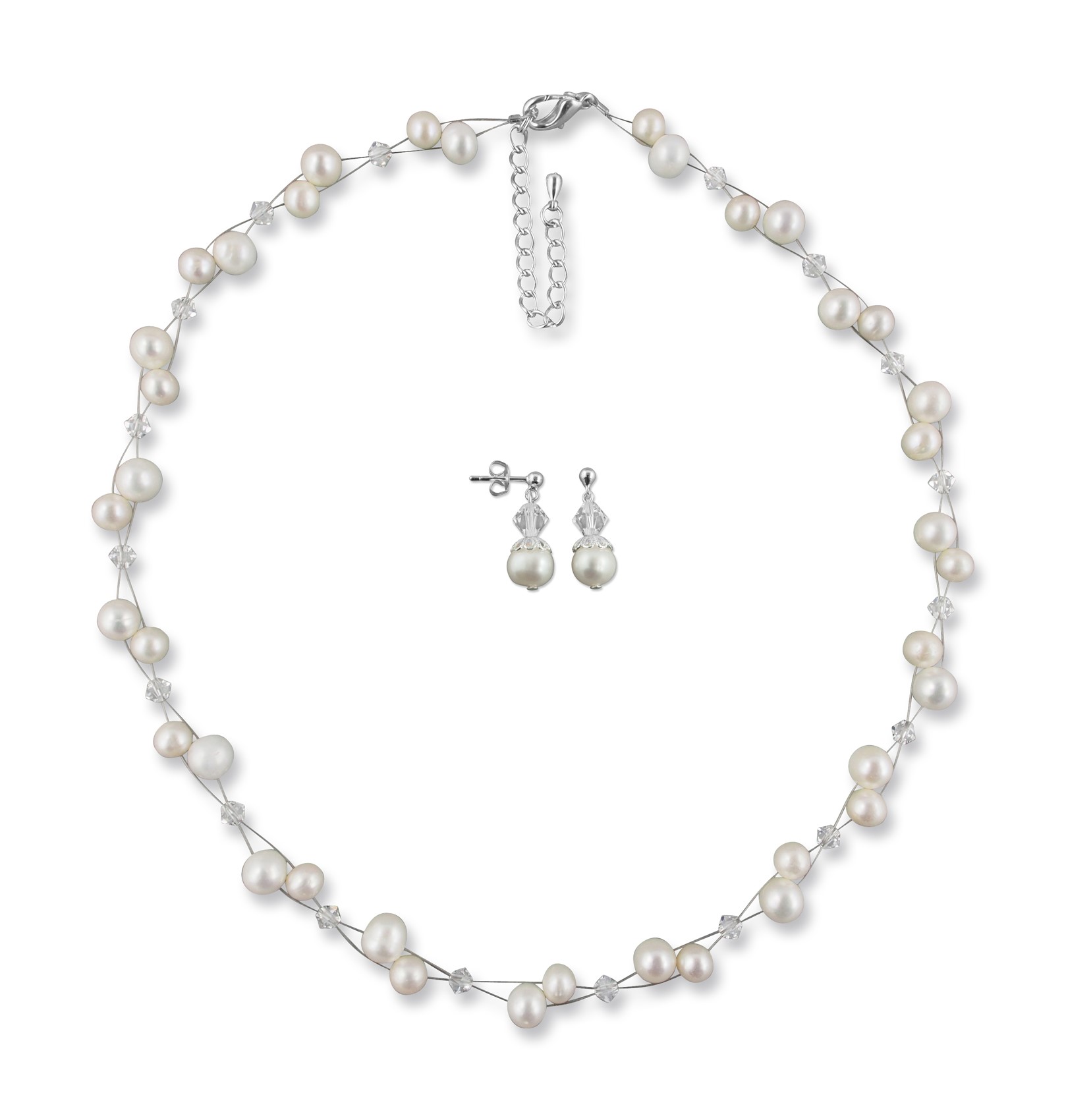 Bild von Hochzeit Schmuckset Melanie Süßwasserperlen ivory creme 925 Silber