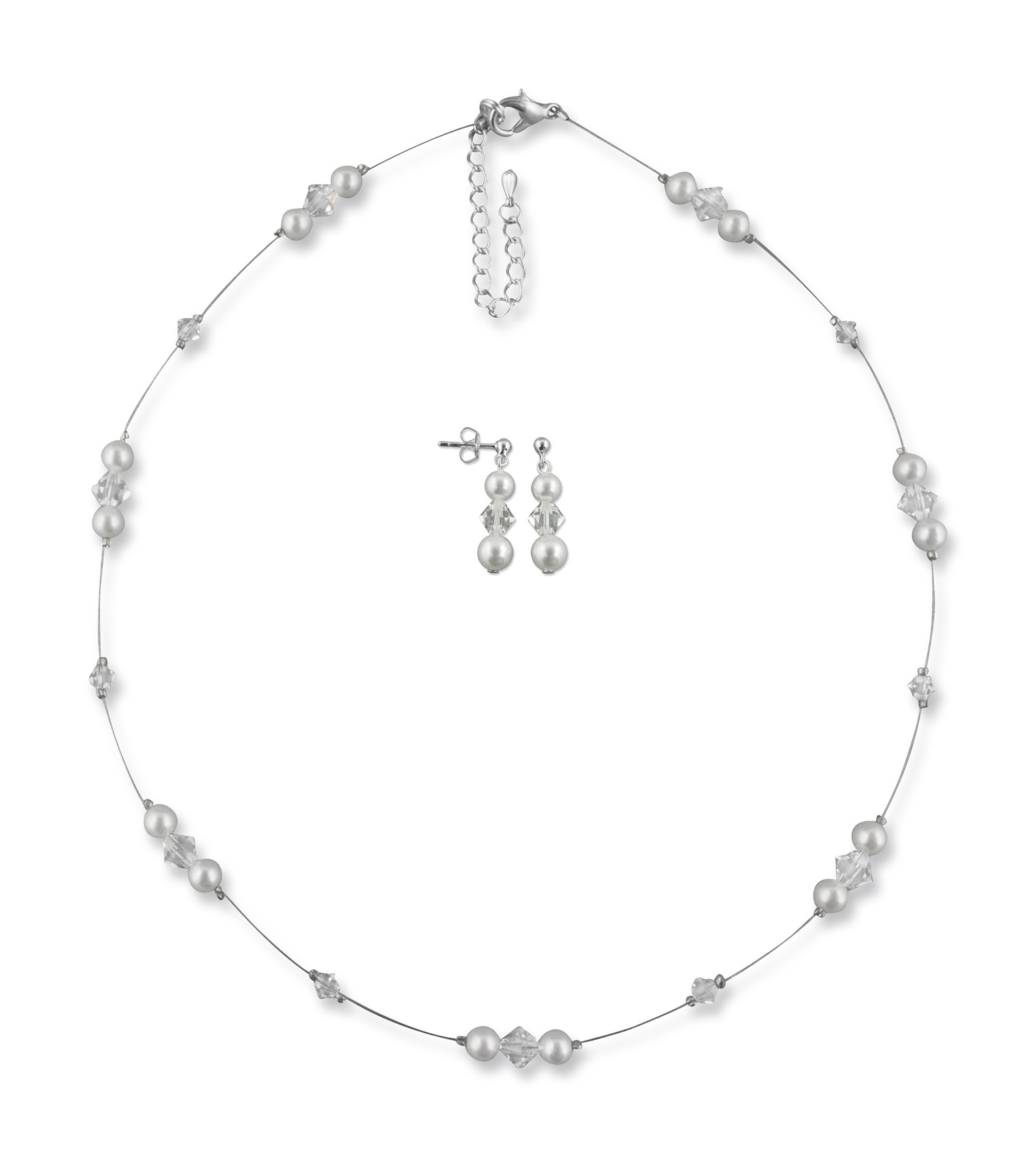 Bild von Brautschmuck Set Luisa Kette Ohrringe 925 Silber