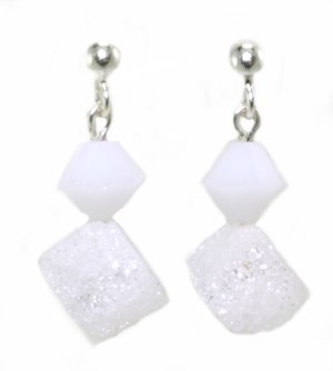 Bild von Bergkristall Ohrstecker Mina Swarovski Kristalle White Alabaster 925 Silber