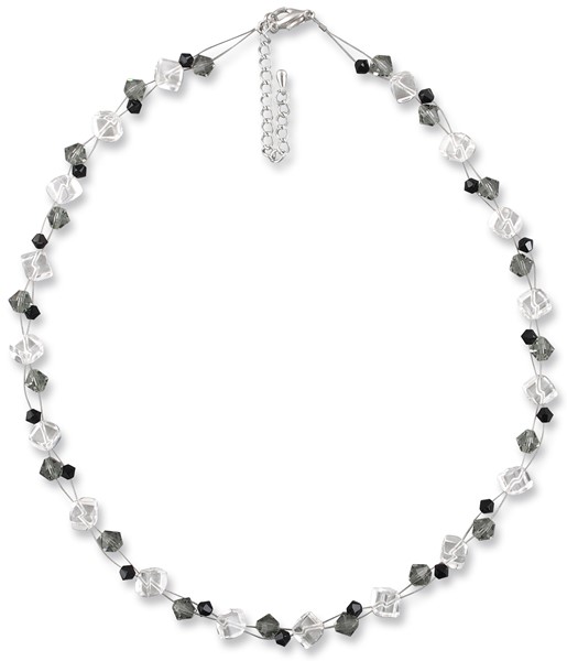 Bild von Bergkristall Halskette Mina Swarovski Kristalle Jet Black Diamond 925 Silber