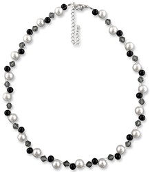 Bild von Perlenkette Nele Perlen Grau Schwarz Weiß 925 Silber