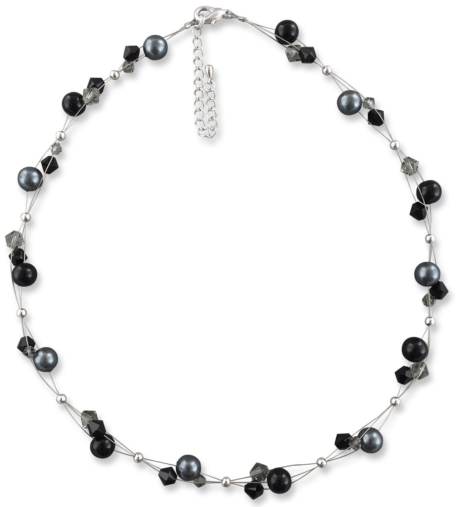 Bild von Halskette Nadine Schwarzer Schmuck 925 Silber