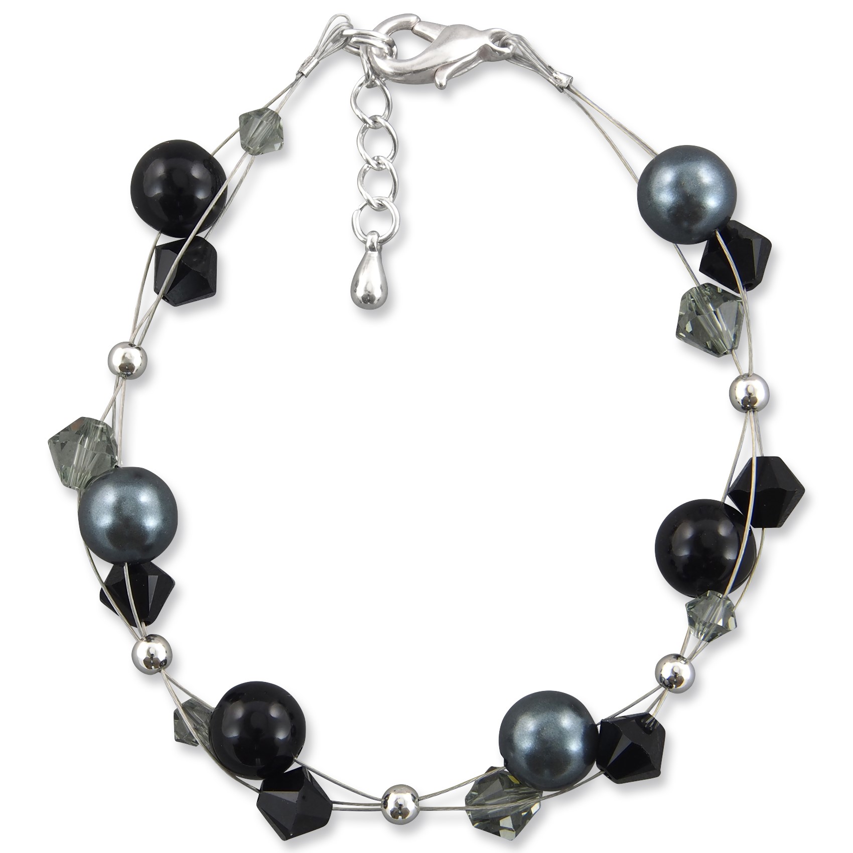 Bild von Armband Damen schwarz Nadine 925 Silber