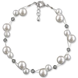 Bild von Armband Perlen Britt Grau Weiß 925 Silber