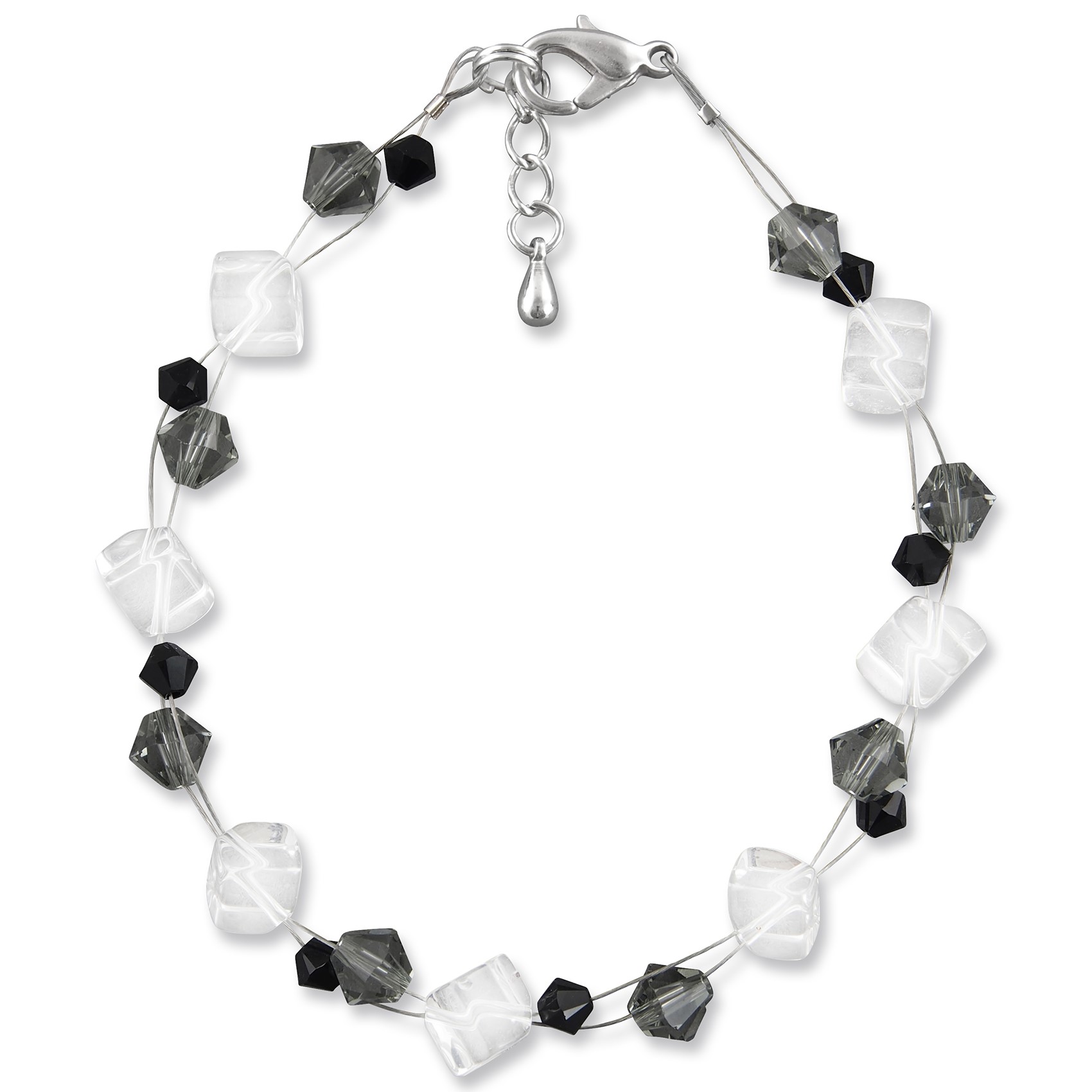 Bild von Bergkristall Armband Mina Swarovski Kristalle Black Diamond Jet 925 Silber