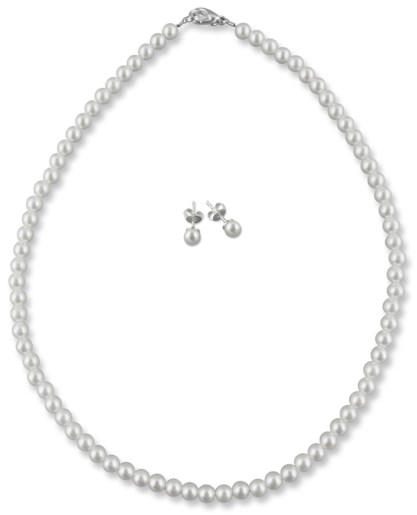 Bild von Brautschmuck Set Kette 38 cm Perlen 5 mm 925 Silber