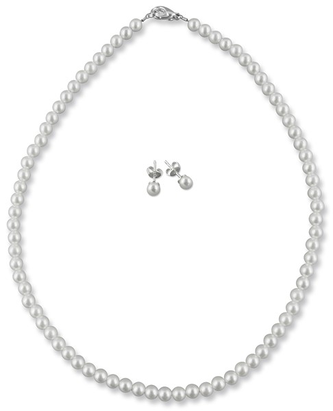 Bild von Brautschmuck Set Kette 38 cm Perlen 5 mm 925 Silber
