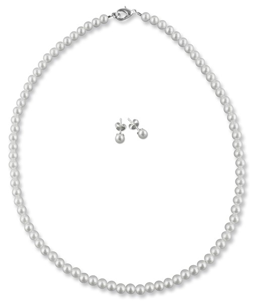 Bild von Brautschmuck Set Kette 40 cm Perlen 5 mm 925 Silber
