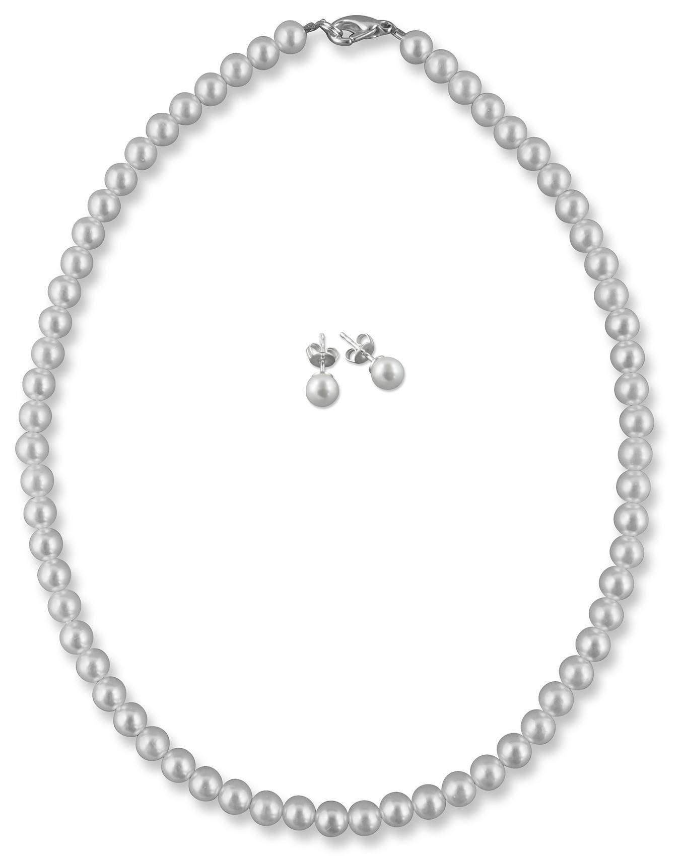 Bild von Brautschmuck Set Perlen 6 mm Kette 38 cm 925 Silber