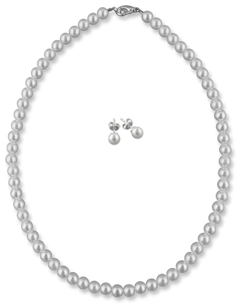 Bild von Brautschmuck Set Perlen 6 mm Kette 38 cm 925 Silber