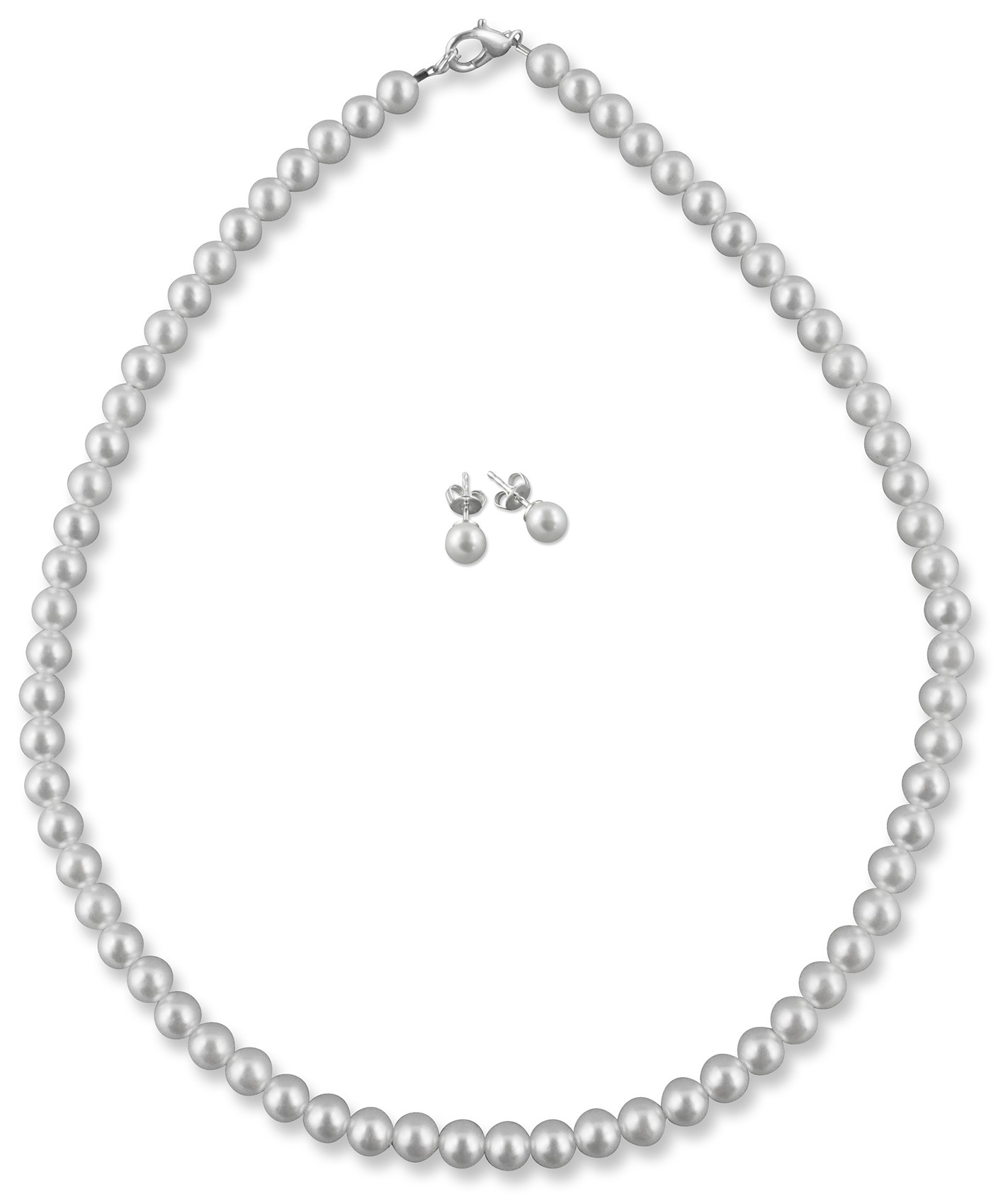 Bild von Brautschmuck Set Kette 40 cm Perlen 6 mm 925 Silber