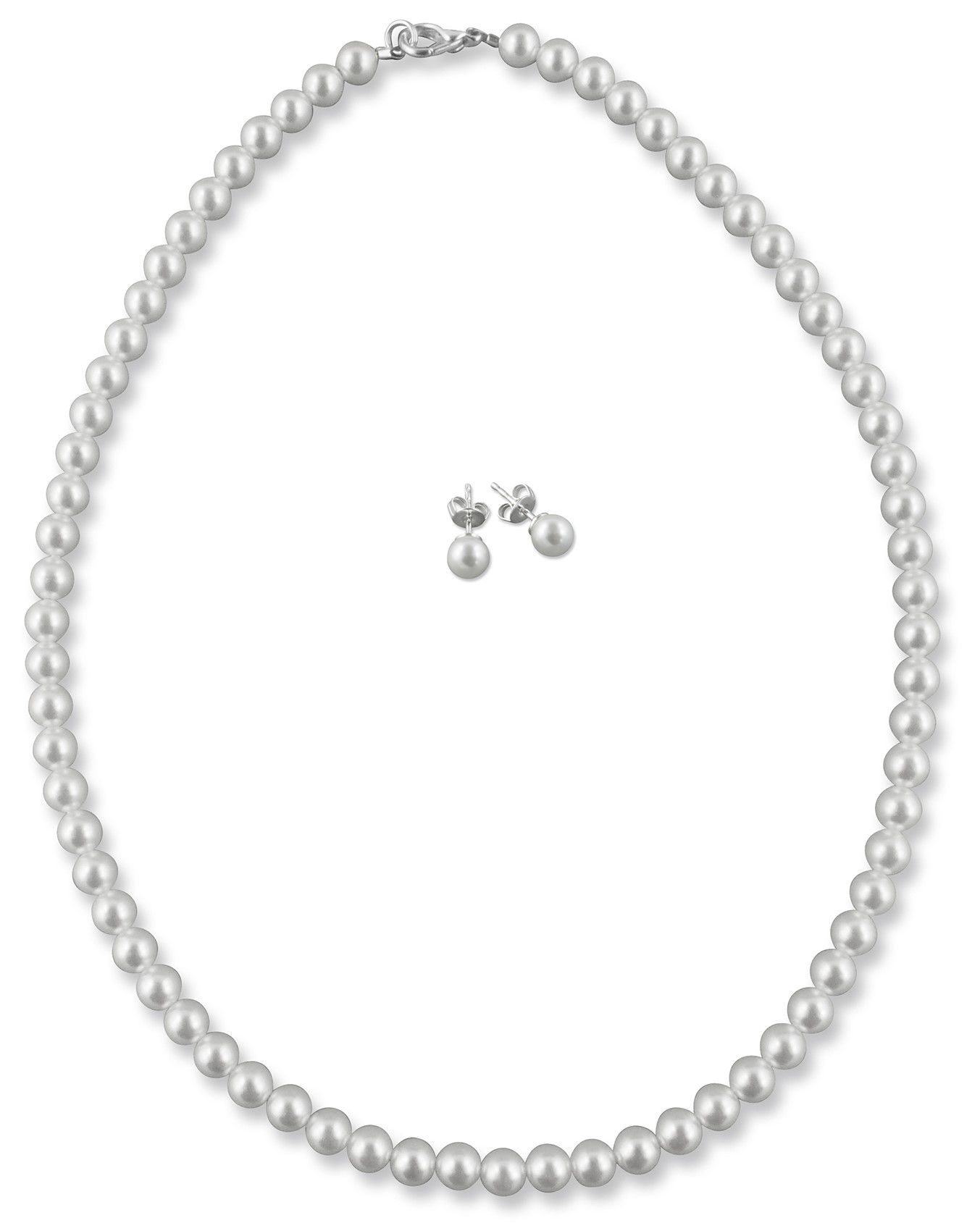 Bild von Brautschmuck Set Kette 42 cm Perlen 6 mm 925 Silber