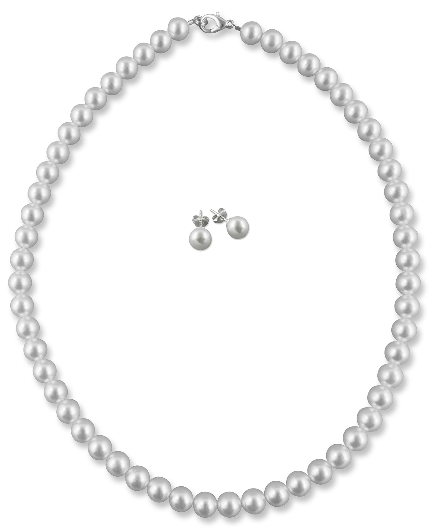 Bild von Brautschmuck Set Kette 45 cm Perlen 8 mm 925 Silber