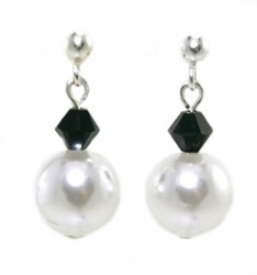 Bild von Perlen Ohrringe Joy Swarovski Kristalle Jet Perlen Weiß 925 Silber