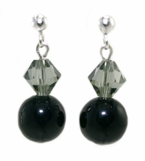 Bild von Ohrringe Ann Perlen Schwarz Swarovski Kristalle Black Diamond 925 Silber