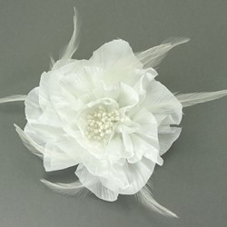 Bild von Haarschmuck Blumen Federn weiß