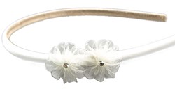 Bild von Braut Haarreif zwei Blumen weiß
