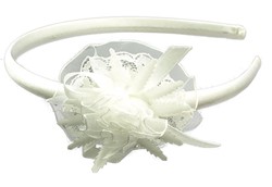 Bild von Kommunion Haarschmuck - Haarreif Blume weiß